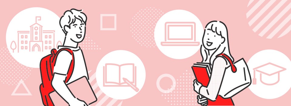 大学生の男女のイラスト