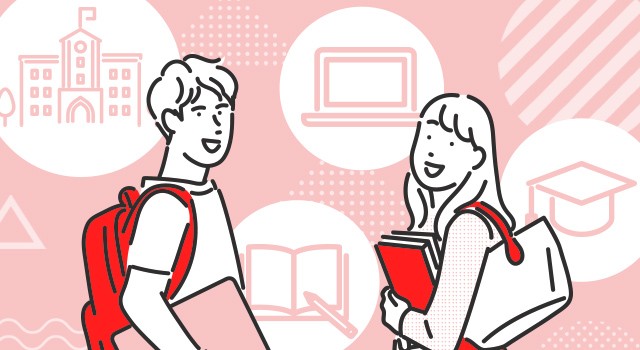 大学生の男女のイラスト