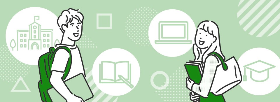 大学生の男女のイラスト