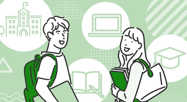 大学生の男女のイラスト