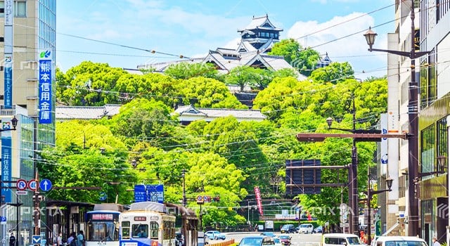 熊本城と町の風景
