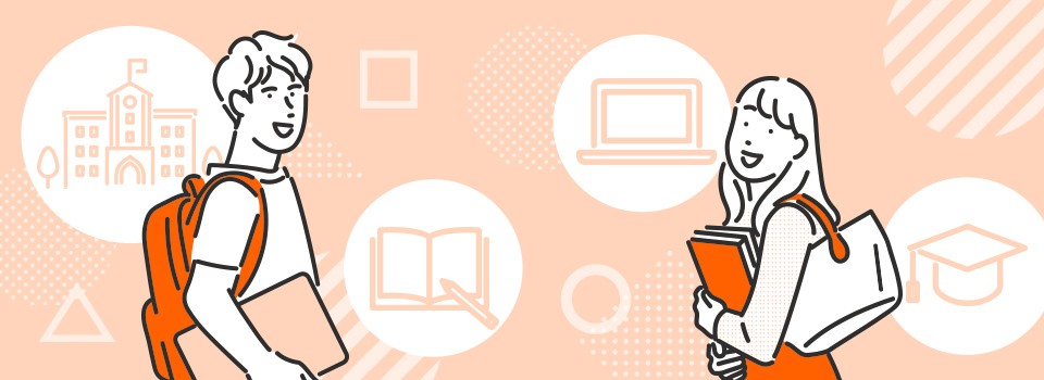 大学生の男女のイラスト