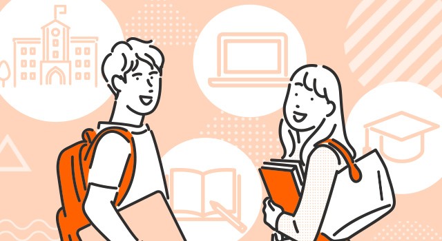 大学生の男女のイラスト