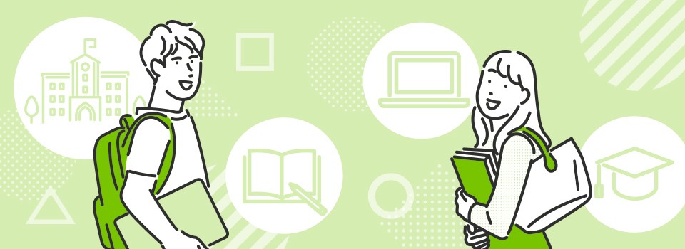 大学生の男女のイラスト