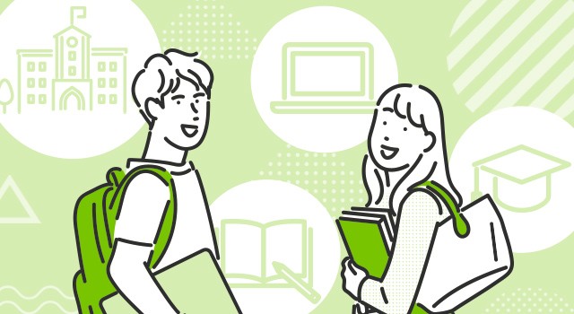 大学生の男女のイラスト