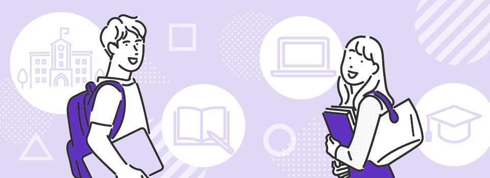 大学生の男女のイラスト