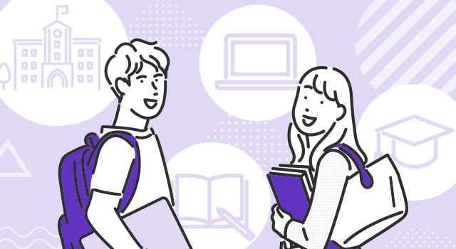 大学生の男女のイラスト