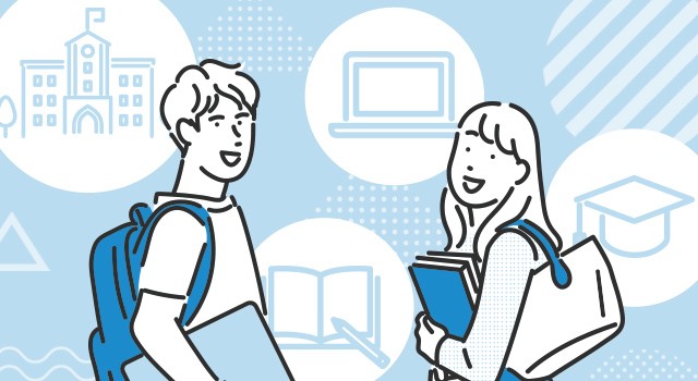 大学生の男女のイラスト