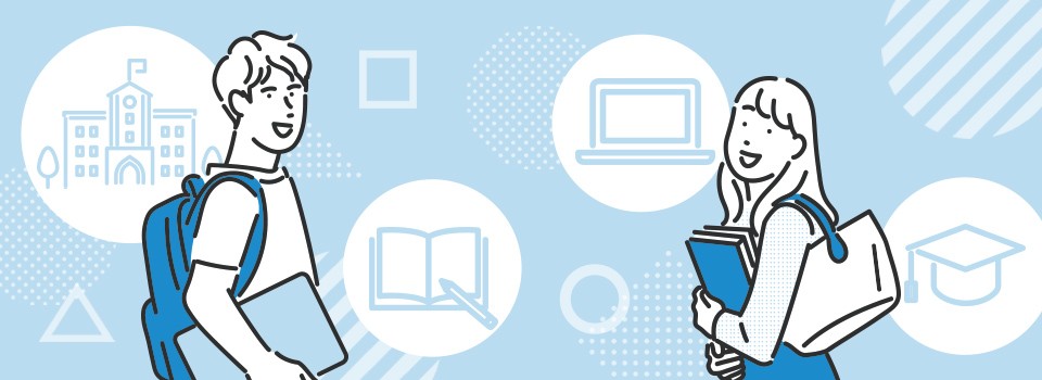 大学生の男女のイラスト