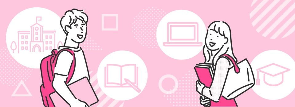 大学生の男女のイラスト