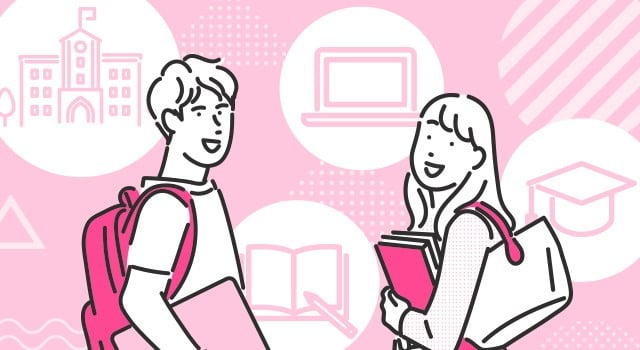大学生の男女のイラスト